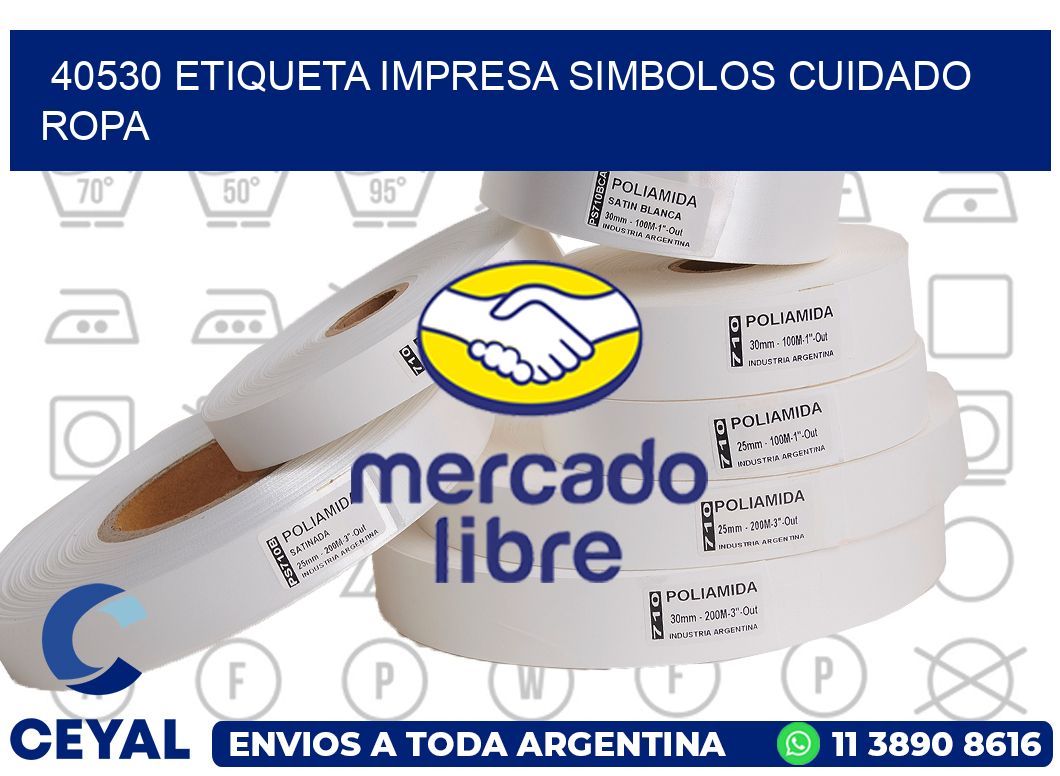 40530 ETIQUETA IMPRESA SIMBOLOS CUIDADO ROPA