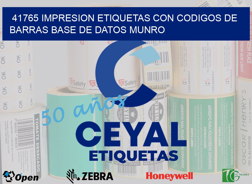 41765 IMPRESION ETIQUETAS CON CODIGOS DE BARRAS BASE DE DATOS MUNRO