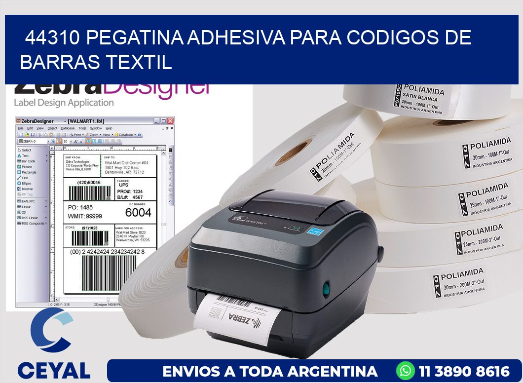 44310 PEGATINA ADHESIVA PARA CODIGOS DE BARRAS TEXTIL