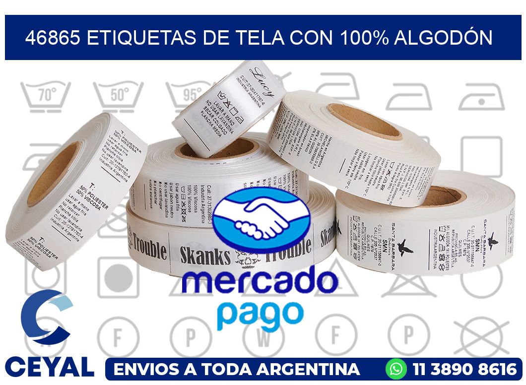 46865 ETIQUETAS DE TELA CON 100% ALGODÓN