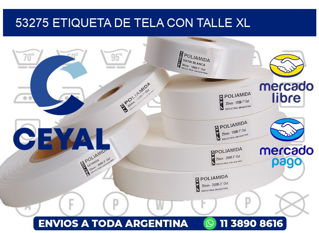 53275 ETIQUETA DE TELA CON TALLE XL