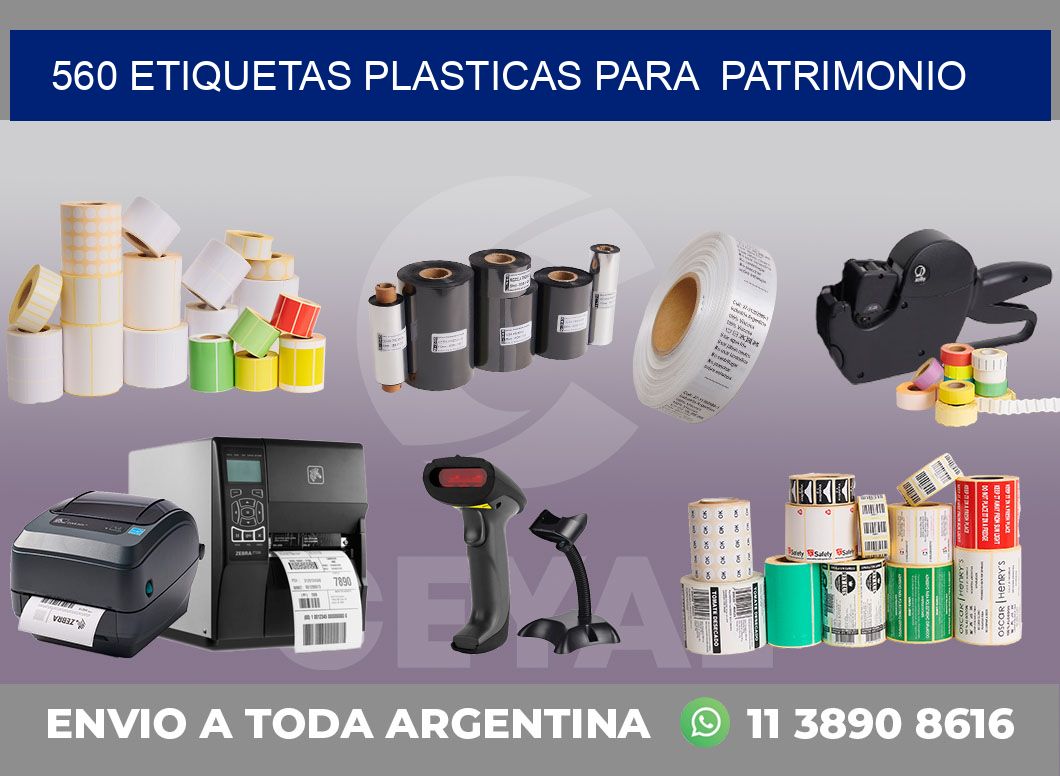 560 ETIQUETAS PLASTICAS PARA  PATRIMONIO