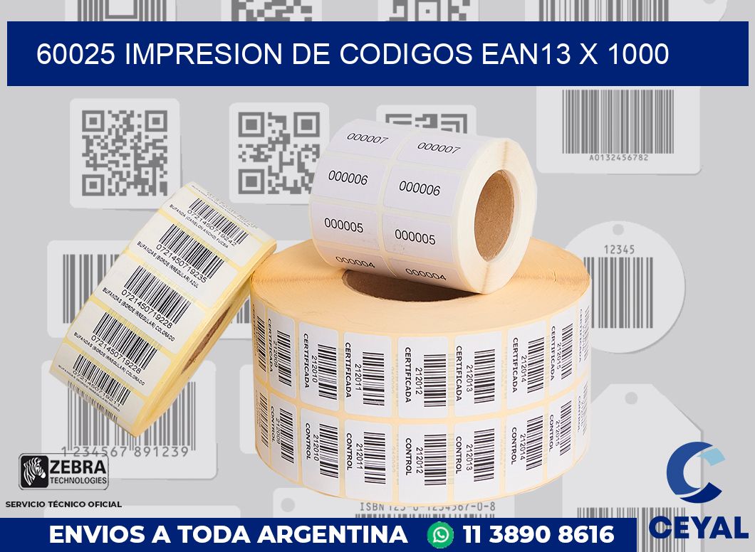 60025 impresion de codigos EAN13 x 1000