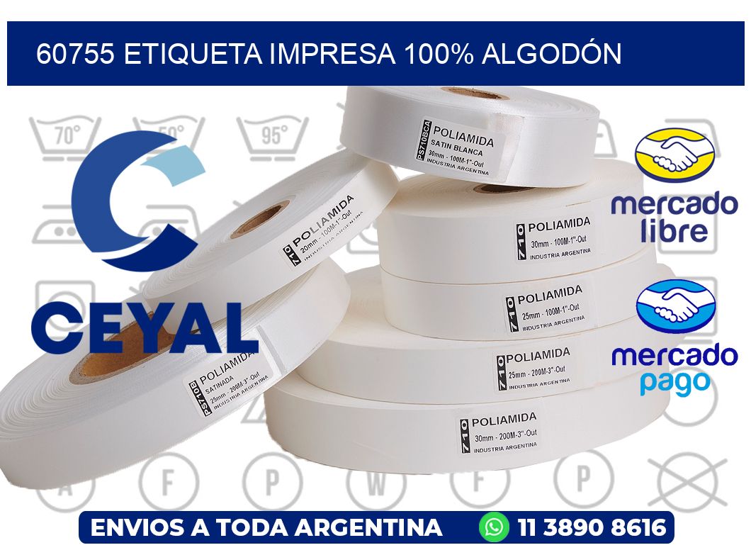 60755 ETIQUETA IMPRESA 100% ALGODÓN