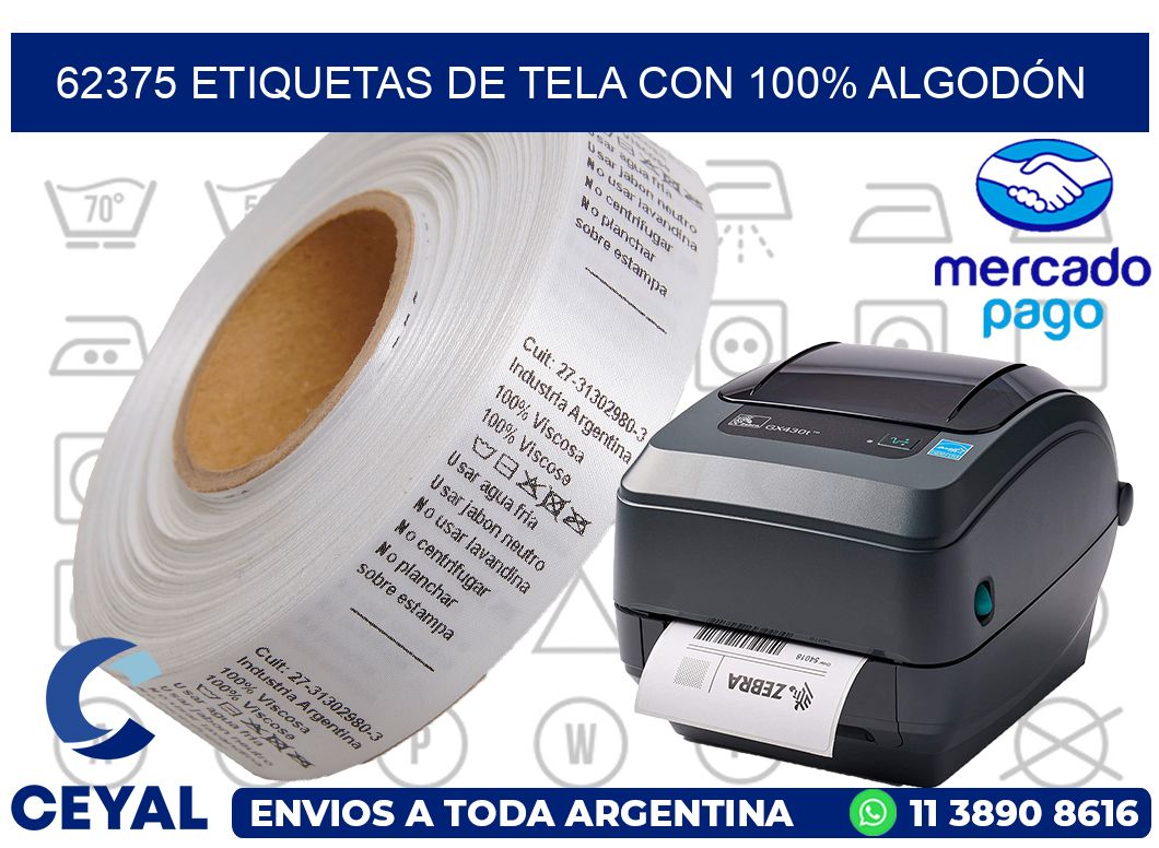62375 ETIQUETAS DE TELA CON 100% ALGODÓN