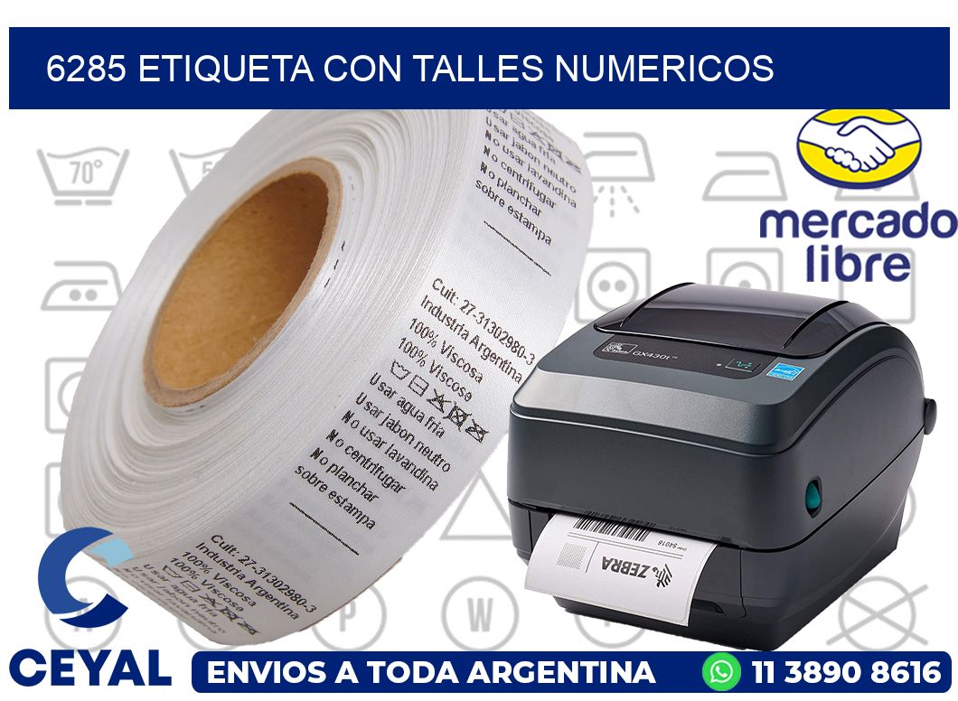 6285 ETIQUETA CON TALLES NUMERICOS