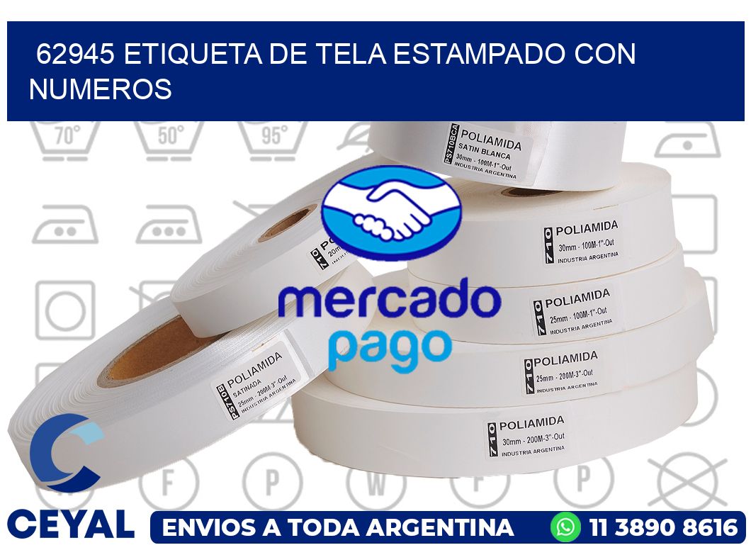 62945 ETIQUETA DE TELA ESTAMPADO CON NUMEROS