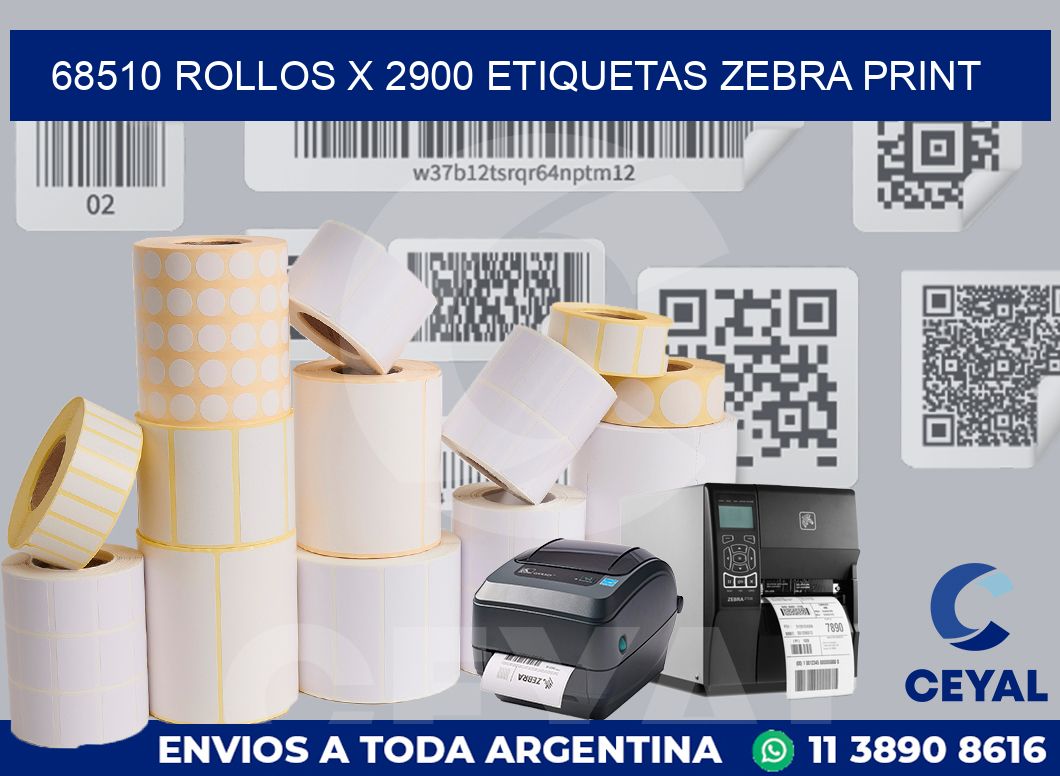 68510 Rollos x 2900 etiquetas zebra print