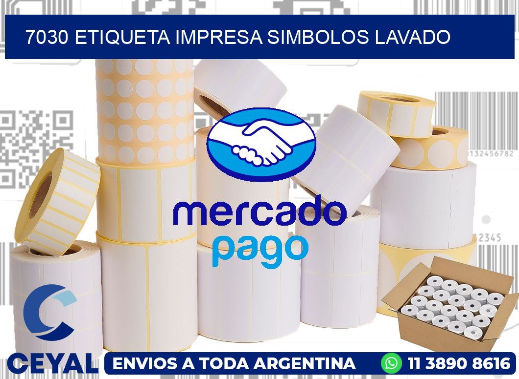 7030 ETIQUETA IMPRESA SIMBOLOS LAVADO