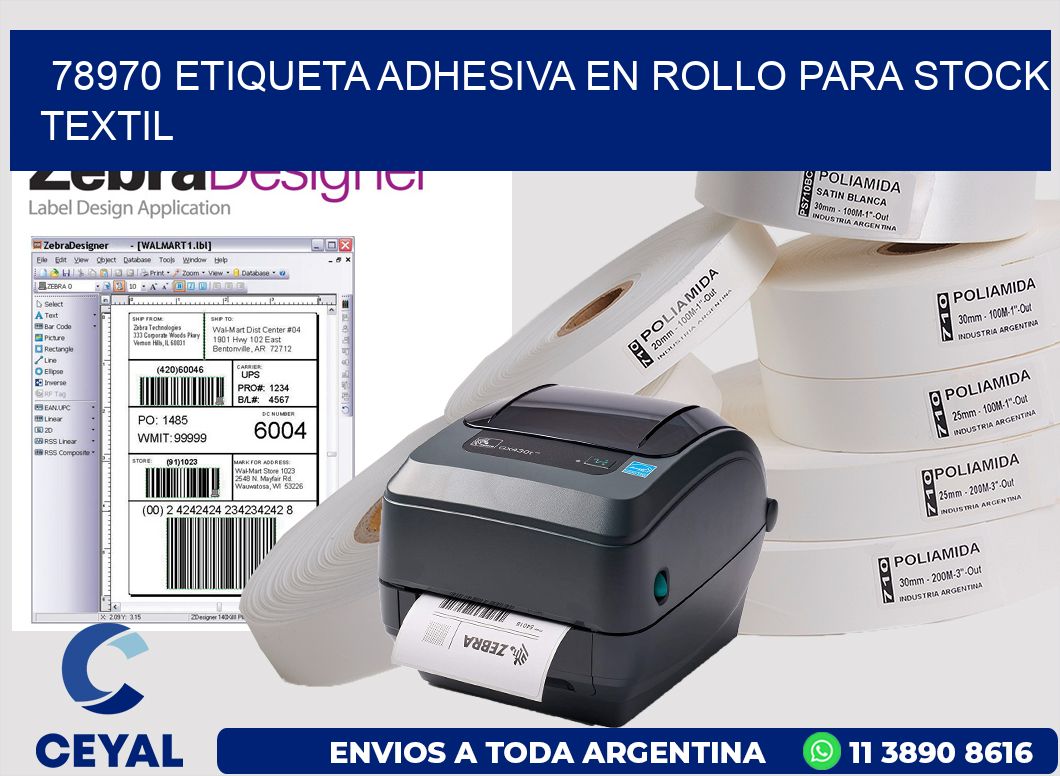 78970 ETIQUETA ADHESIVA EN ROLLO PARA STOCK TEXTIL