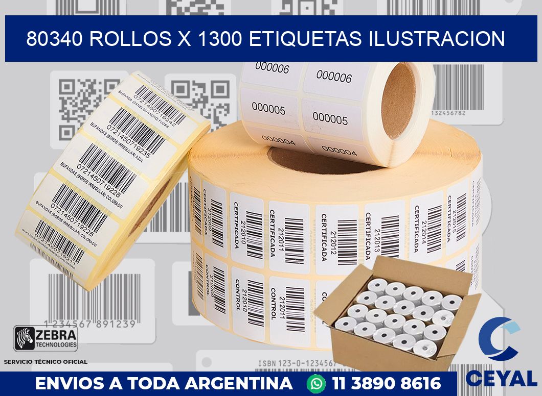 80340 Rollos x 1300 etiquetas ilustracion