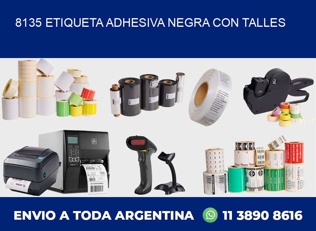 8135 ETIQUETA ADHESIVA NEGRA CON TALLES