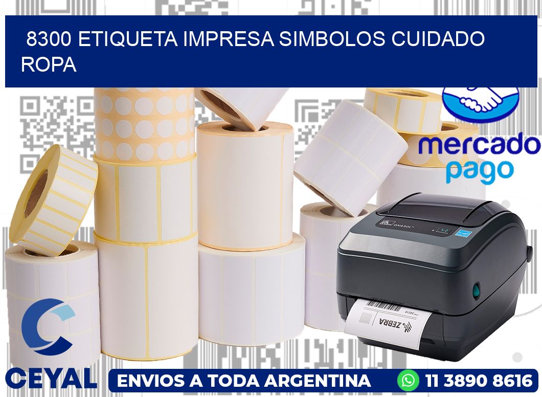 8300 ETIQUETA IMPRESA SIMBOLOS CUIDADO ROPA