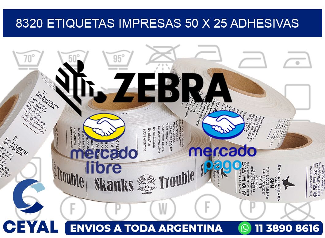 8320 ETIQUETAS IMPRESAS 50 X 25 ADHESIVAS