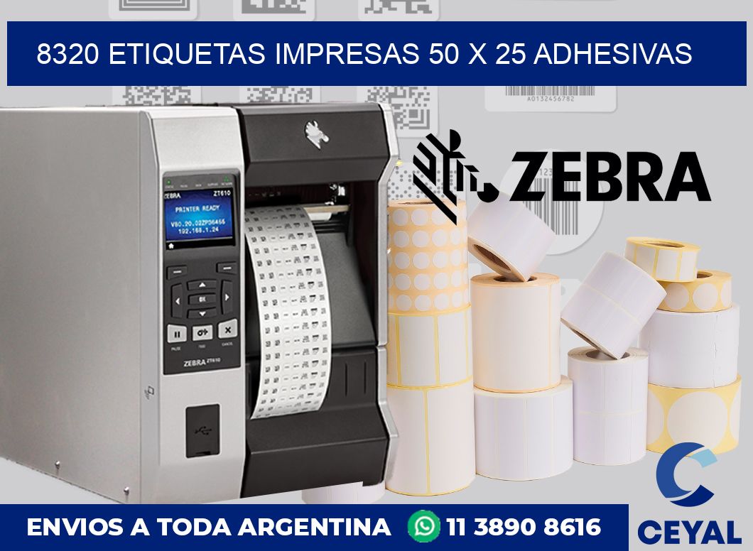 8320 ETIQUETAS IMPRESAS 50 X 25 ADHESIVAS