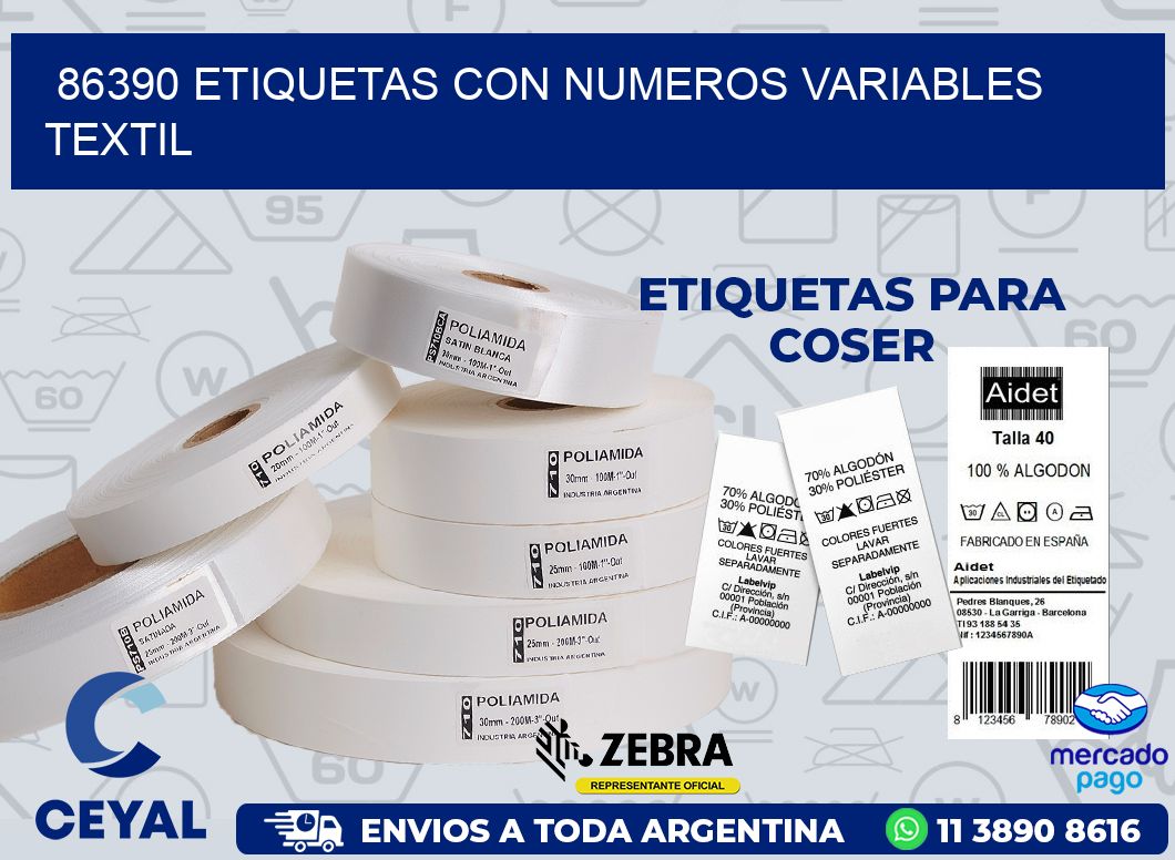 86390 ETIQUETAS CON NUMEROS VARIABLES TEXTIL