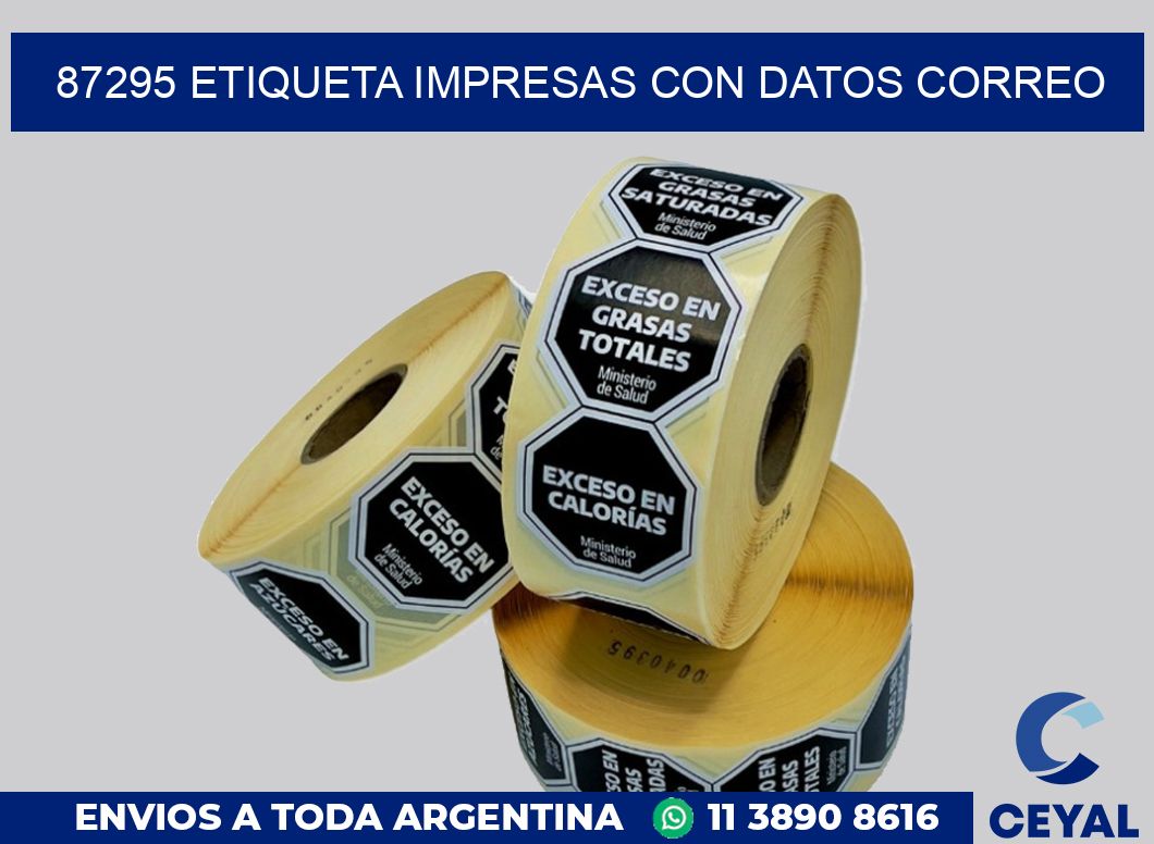 87295 ETIQUETA IMPRESAS CON DATOS CORREO