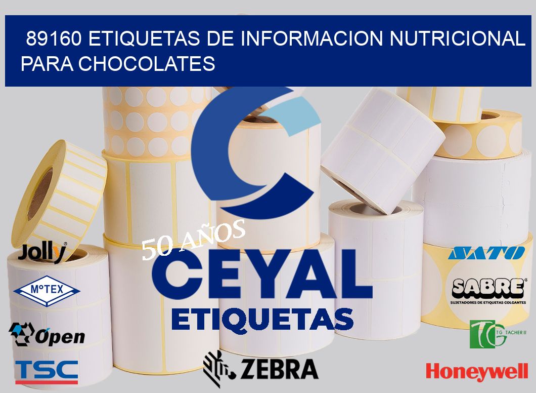 89160 ETIQUETAS DE INFORMACION NUTRICIONAL PARA CHOCOLATES