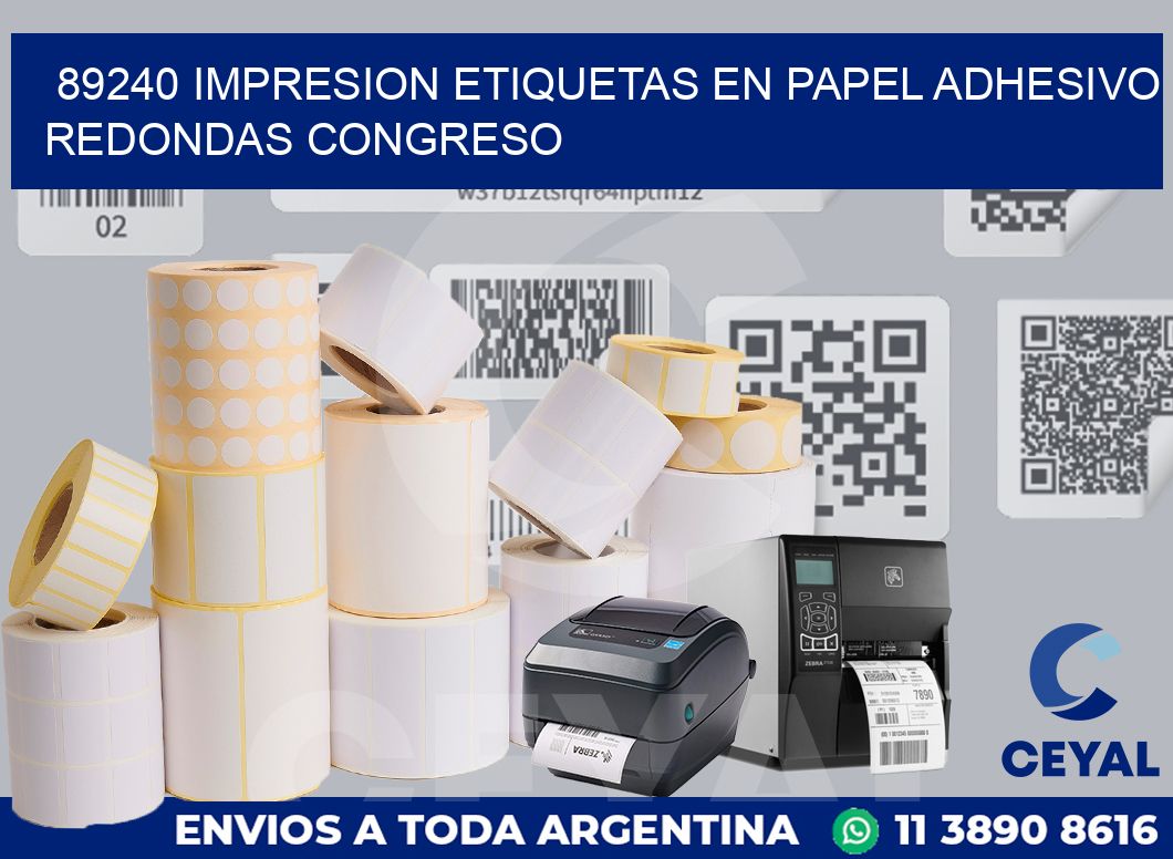 89240 IMPRESION ETIQUETAS EN PAPEL ADHESIVO REDONDAS CONGRESO