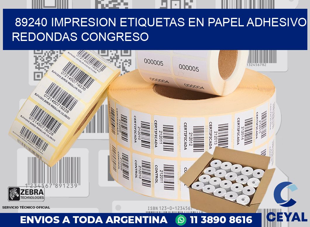 89240 IMPRESION ETIQUETAS EN PAPEL ADHESIVO REDONDAS CONGRESO