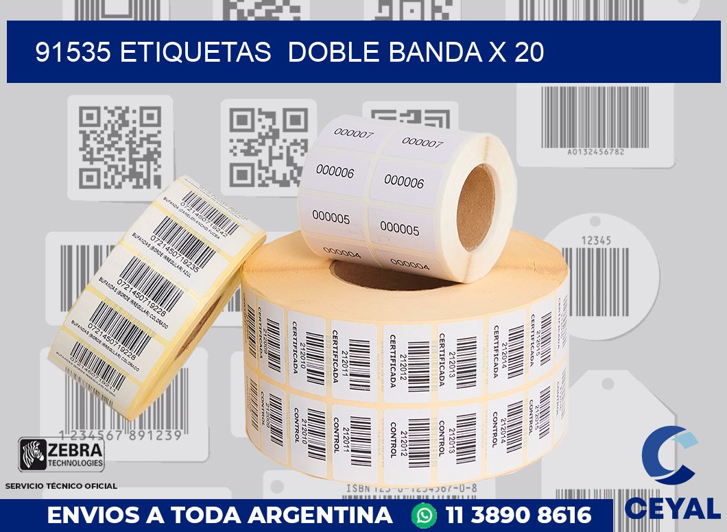 91535 etiquetas doble banda x 20