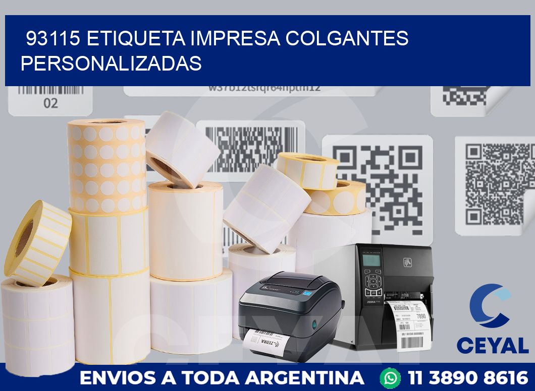 93115 ETIQUETA IMPRESA COLGANTES PERSONALIZADAS