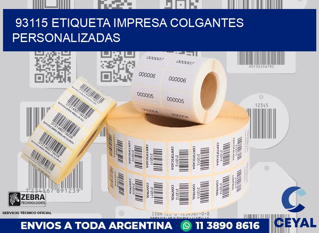 93115 ETIQUETA IMPRESA COLGANTES PERSONALIZADAS