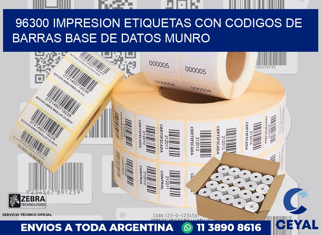 96300 IMPRESION ETIQUETAS CON CODIGOS DE BARRAS BASE DE DATOS MUNRO