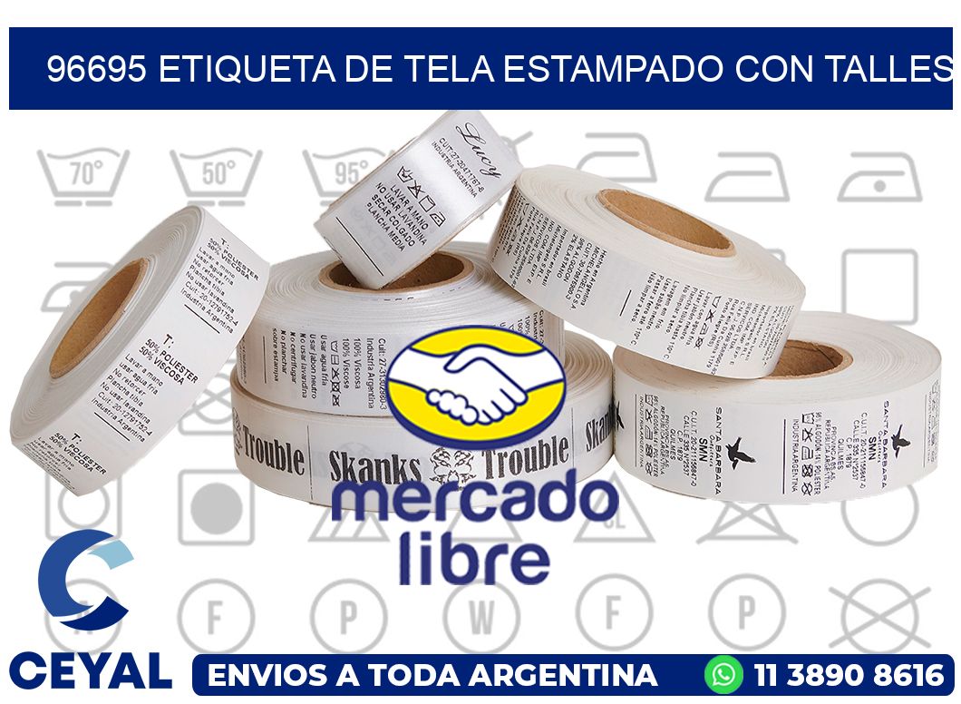 96695 ETIQUETA DE TELA ESTAMPADO CON TALLES