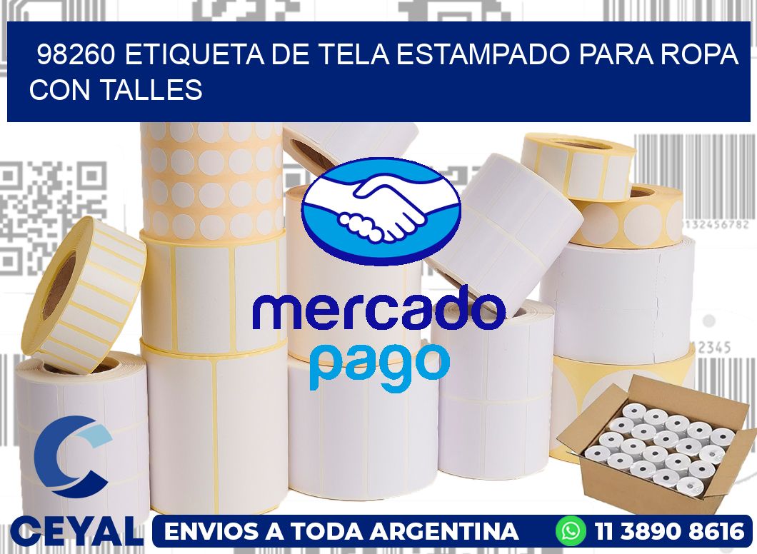98260 ETIQUETA DE TELA ESTAMPADO PARA ROPA CON TALLES