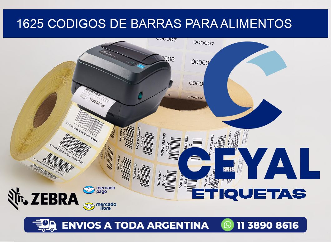 1625 CODIGOS DE BARRAS PARA ALIMENTOS