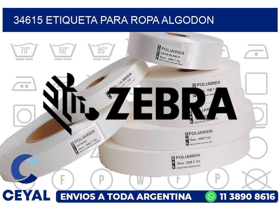 34615 ETIQUETA PARA ROPA ALGODON