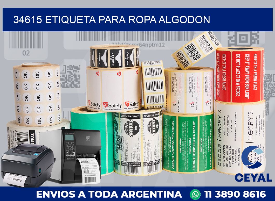 34615 ETIQUETA PARA ROPA ALGODON