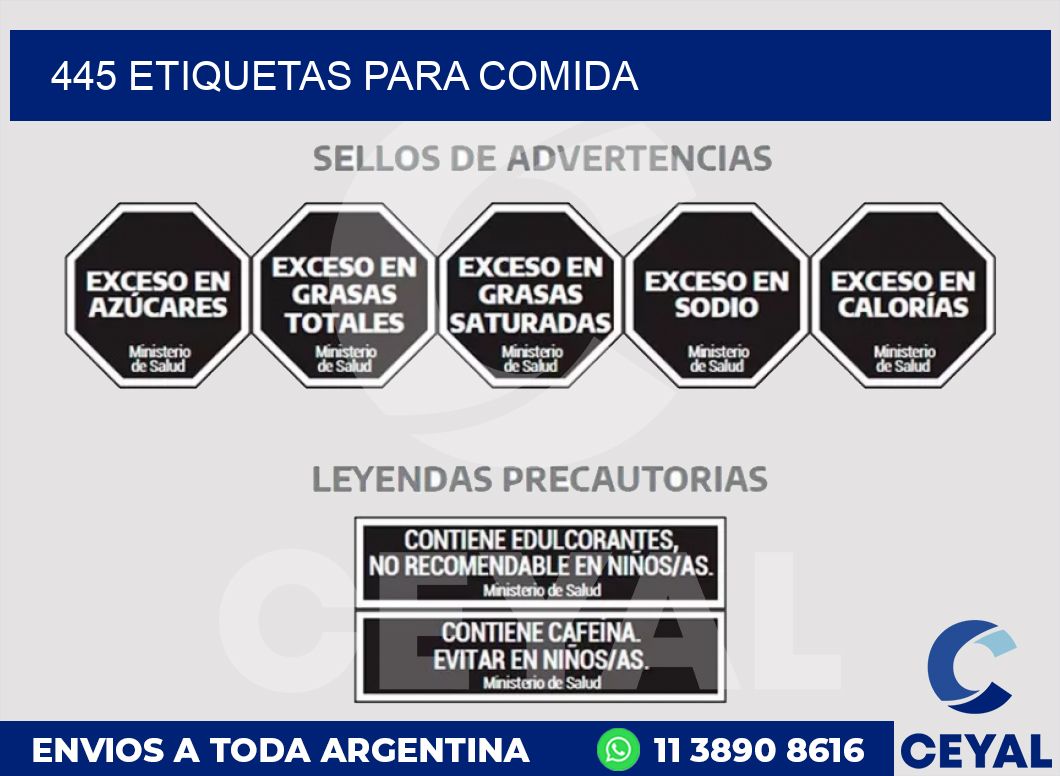 445 ETIQUETAS PARA COMIDA