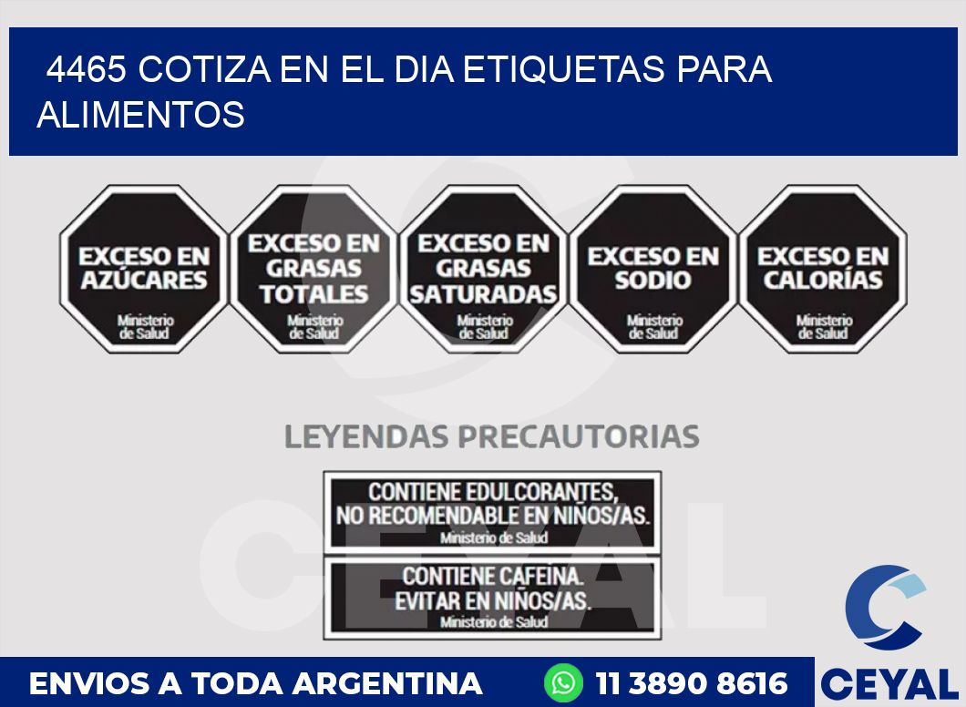 4465 COTIZA EN EL DIA ETIQUETAS PARA ALIMENTOS