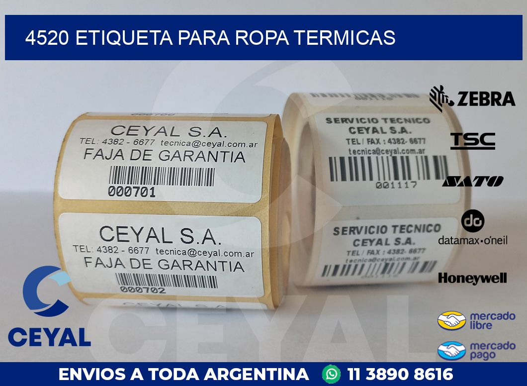 4520 ETIQUETA PARA ROPA TERMICAS
