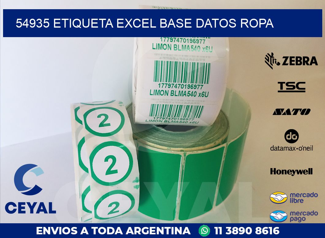 54935 etiqueta excel base datos ropa