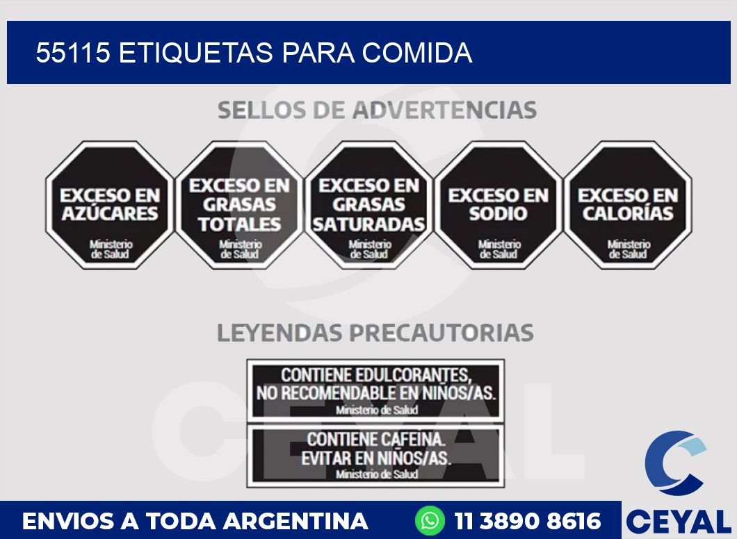 55115 ETIQUETAS PARA COMIDA