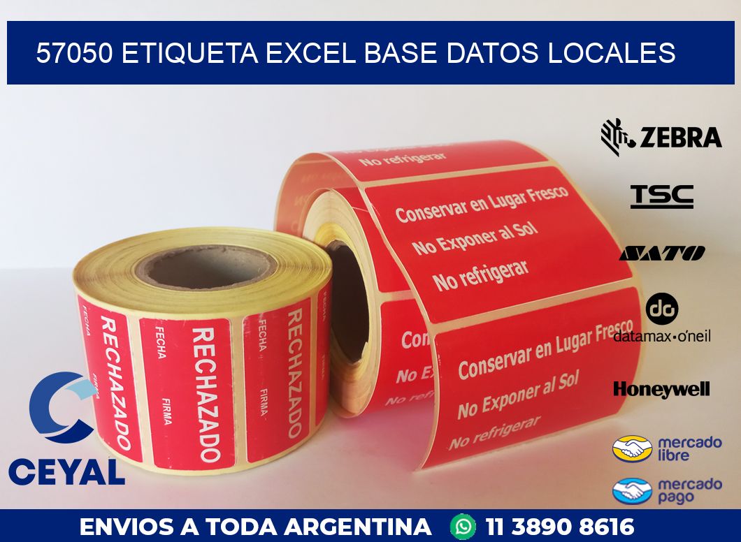 57050 etiqueta excel base datos locales