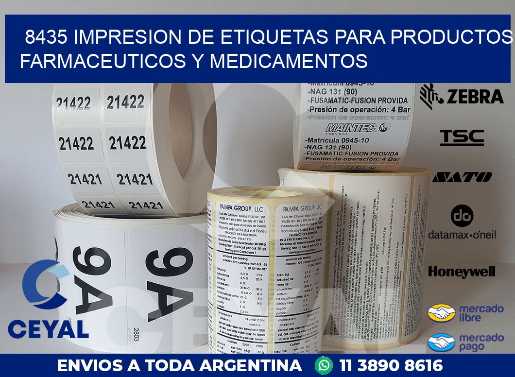 8435 IMPRESION DE ETIQUETAS PARA PRODUCTOS FARMACEUTICOS Y MEDICAMENTOS