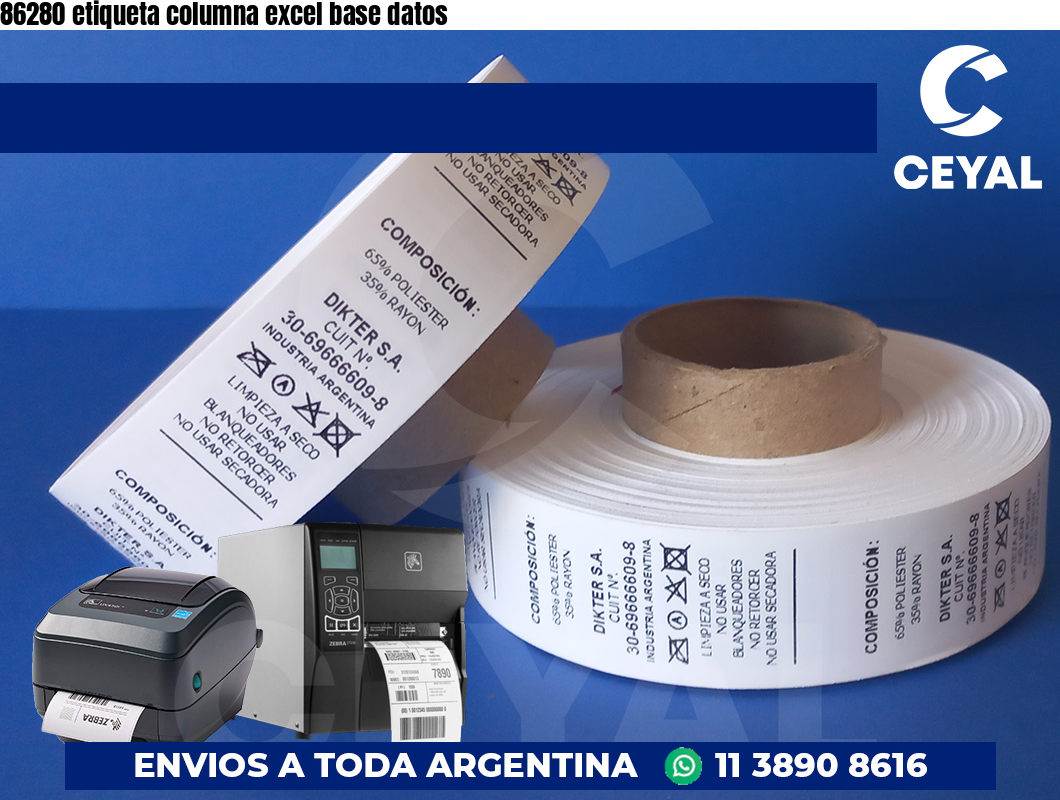 86280 etiqueta columna excel base datos