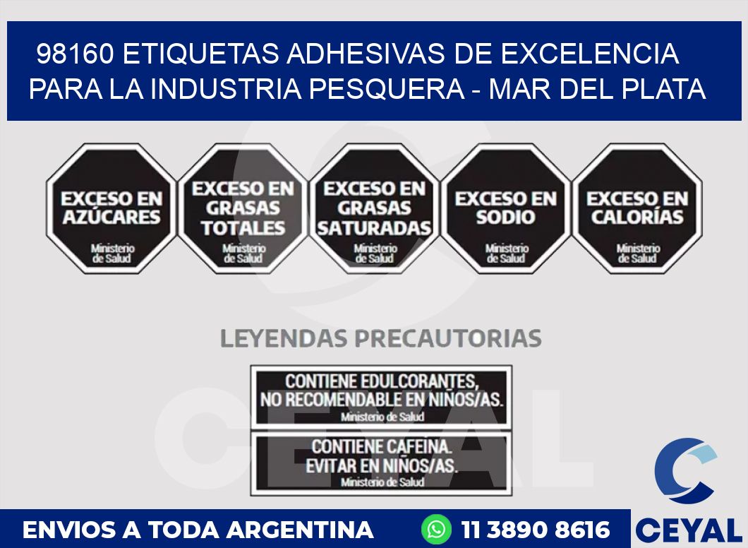 98160 ETIQUETAS ADHESIVAS DE EXCELENCIA PARA LA INDUSTRIA PESQUERA - MAR DEL PLATA