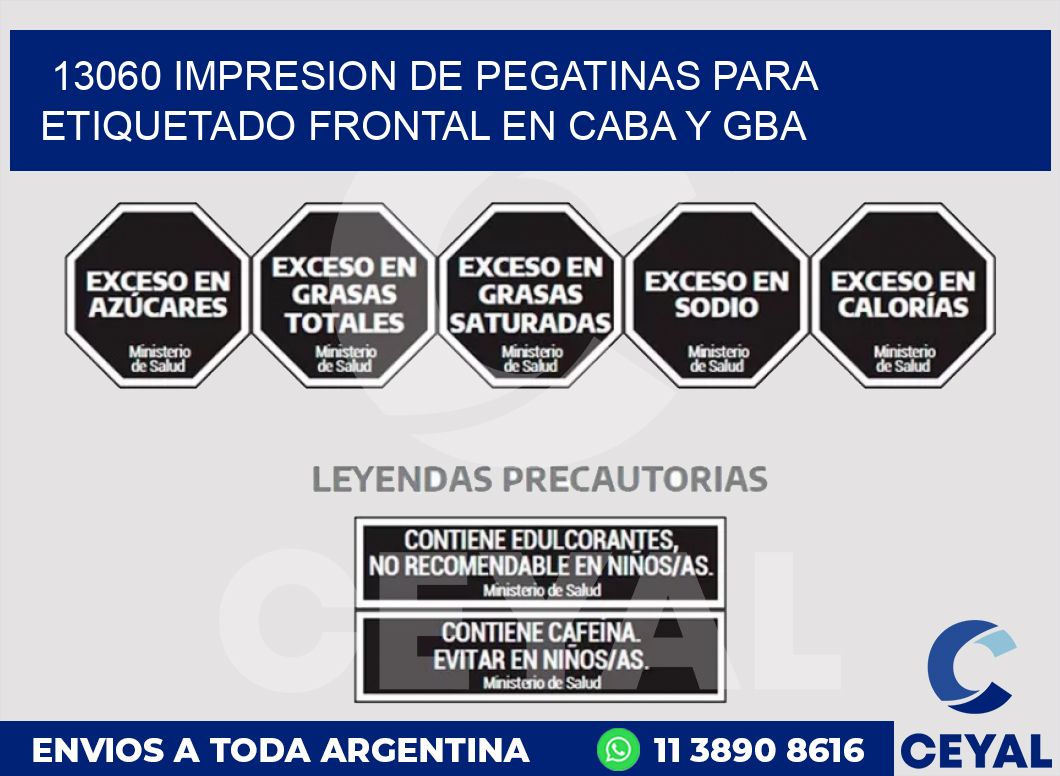 13060 IMPRESION DE PEGATINAS PARA ETIQUETADO FRONTAL EN CABA Y GBA