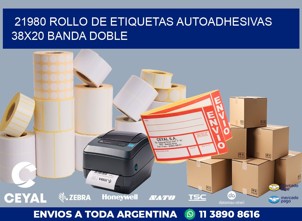 21980 ROLLO DE ETIQUETAS AUTOADHESIVAS 38X20 BANDA DOBLE