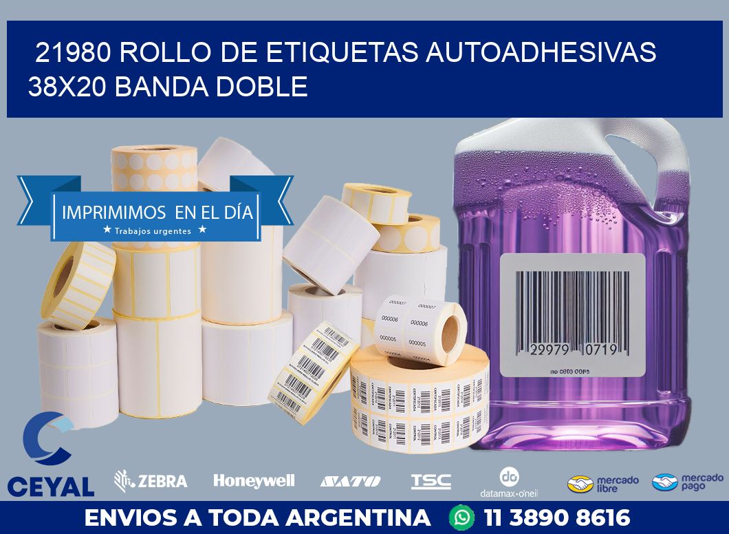 21980 ROLLO DE ETIQUETAS AUTOADHESIVAS 38X20 BANDA DOBLE