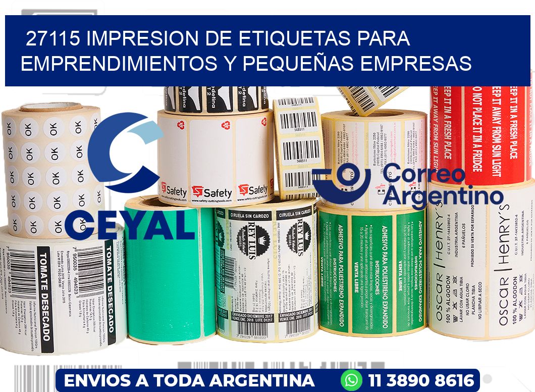 27115 IMPRESION DE ETIQUETAS PARA EMPRENDIMIENTOS Y PEQUEÑAS EMPRESAS