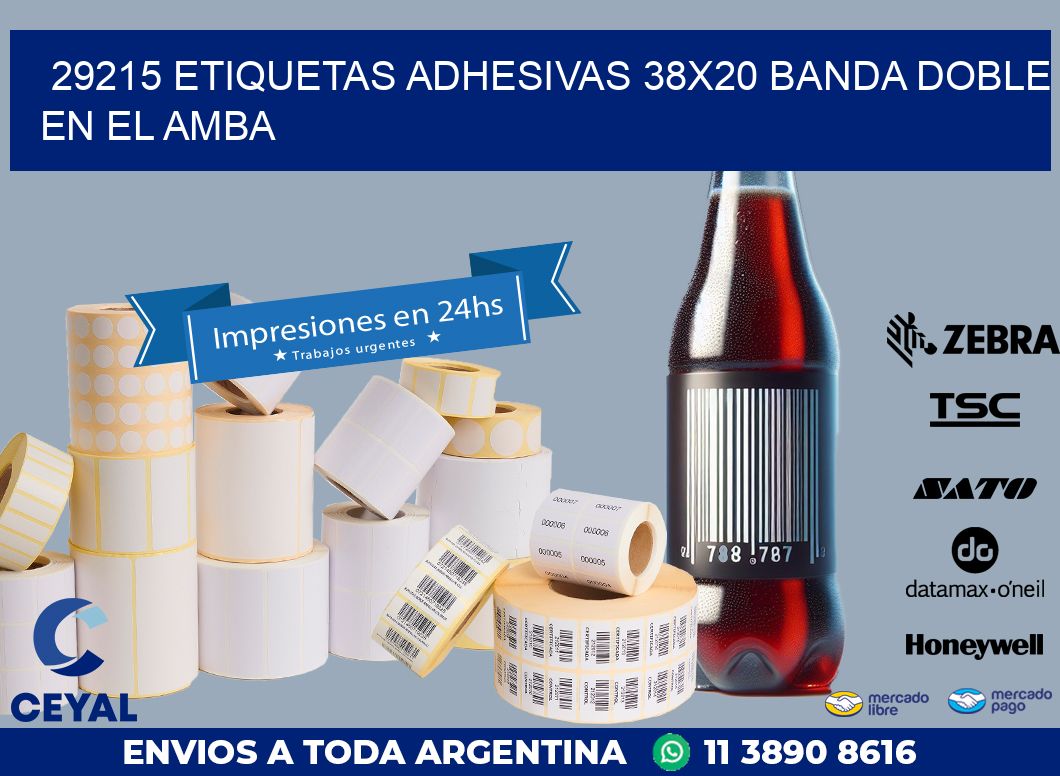 29215 ETIQUETAS ADHESIVAS 38X20 BANDA DOBLE EN EL AMBA