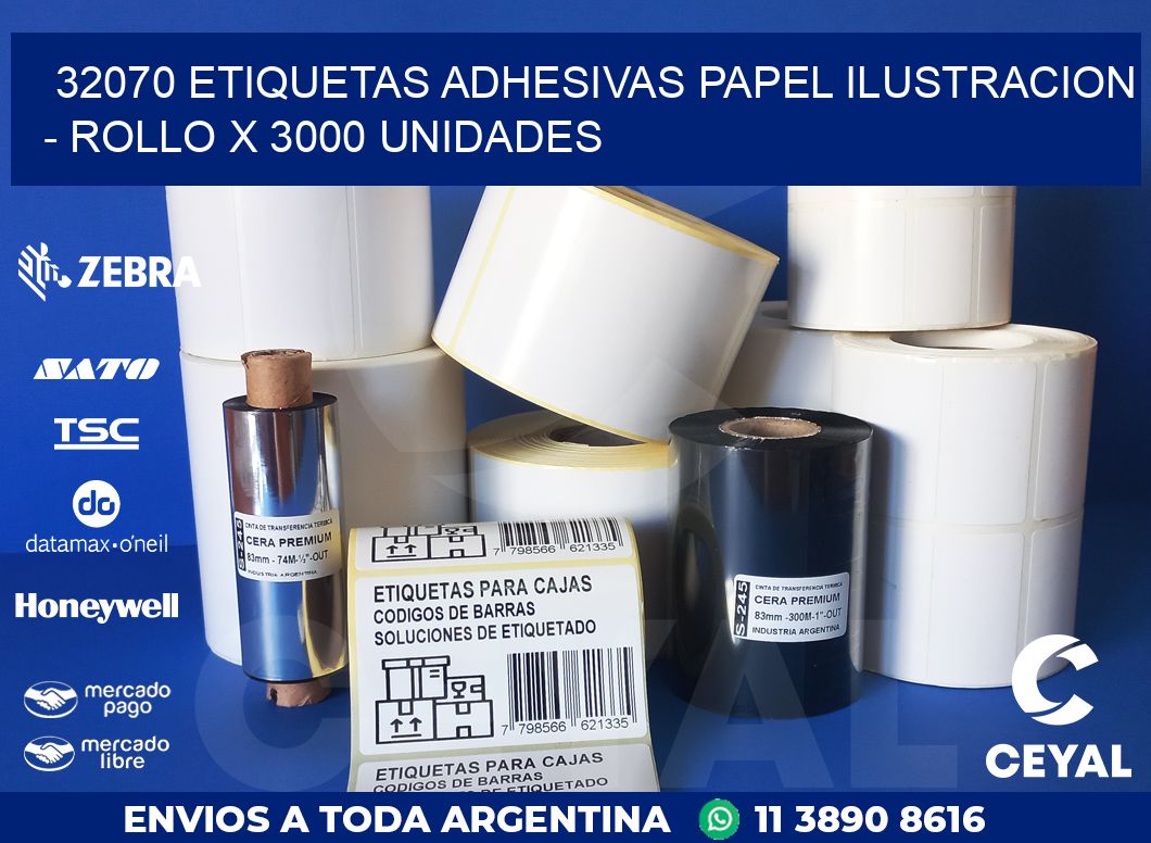 32070 ETIQUETAS ADHESIVAS PAPEL ILUSTRACION - ROLLO X 3000 UNIDADES