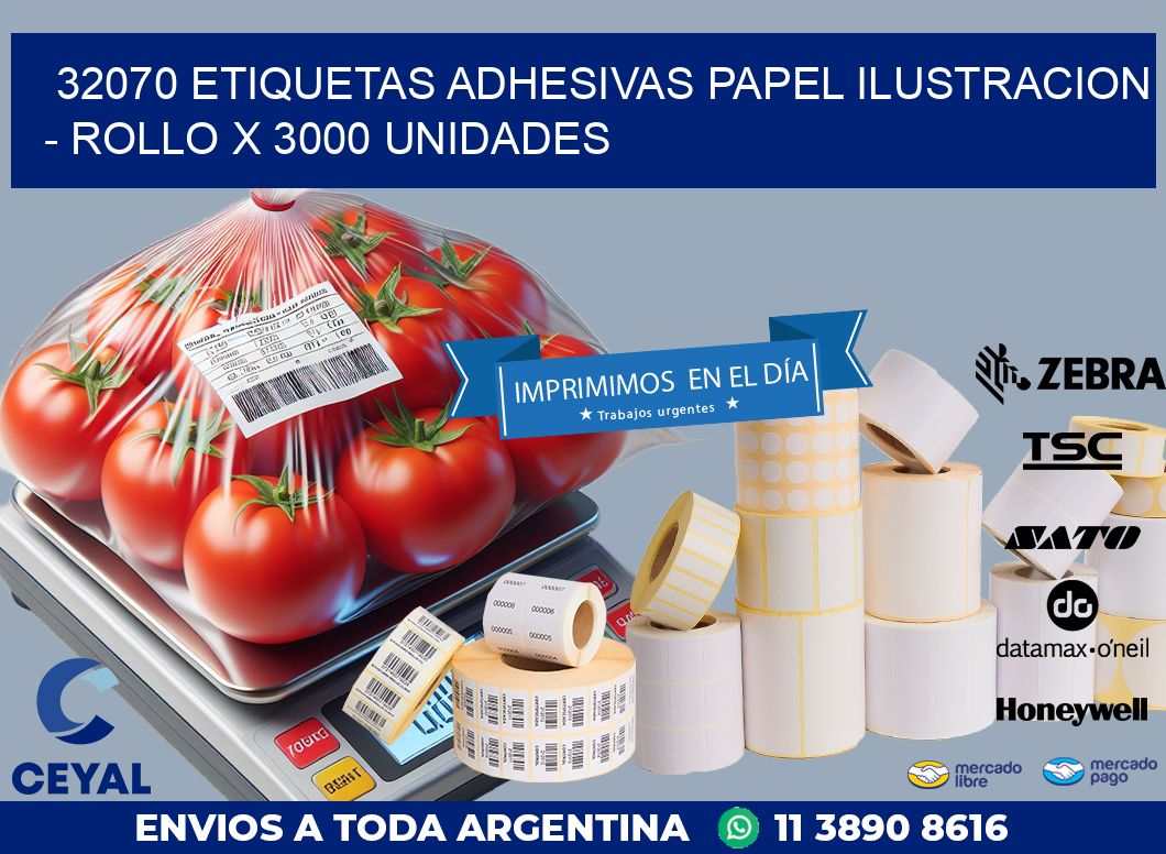 32070 ETIQUETAS ADHESIVAS PAPEL ILUSTRACION – ROLLO X 3000 UNIDADES