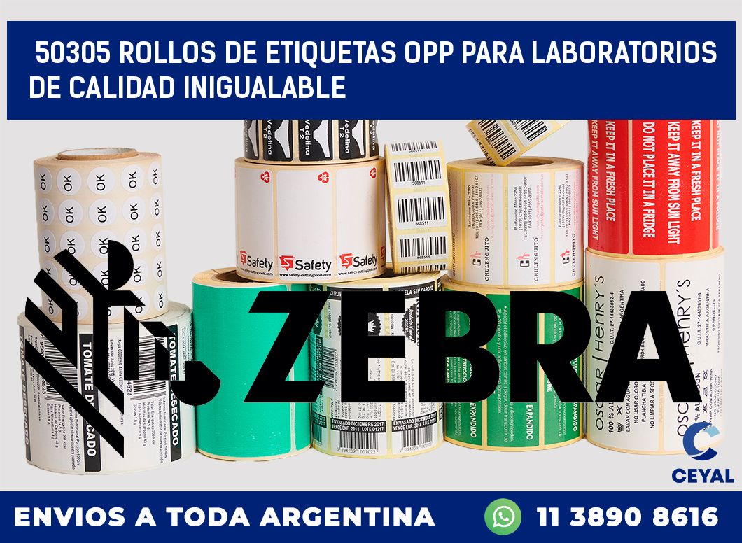 50305 ROLLOS DE ETIQUETAS OPP PARA LABORATORIOS DE CALIDAD INIGUALABLE